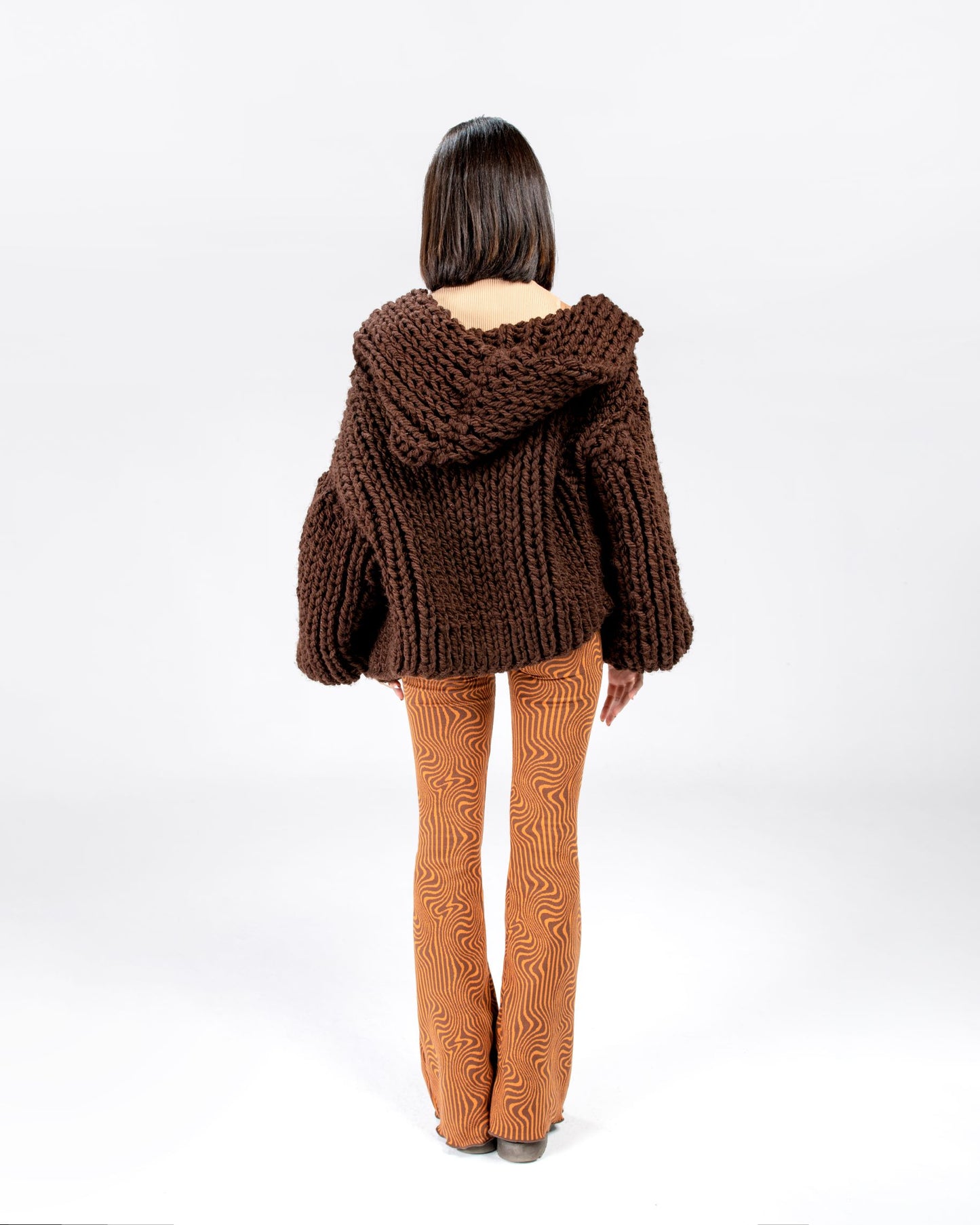 Brown Handmade Knitted Bomber