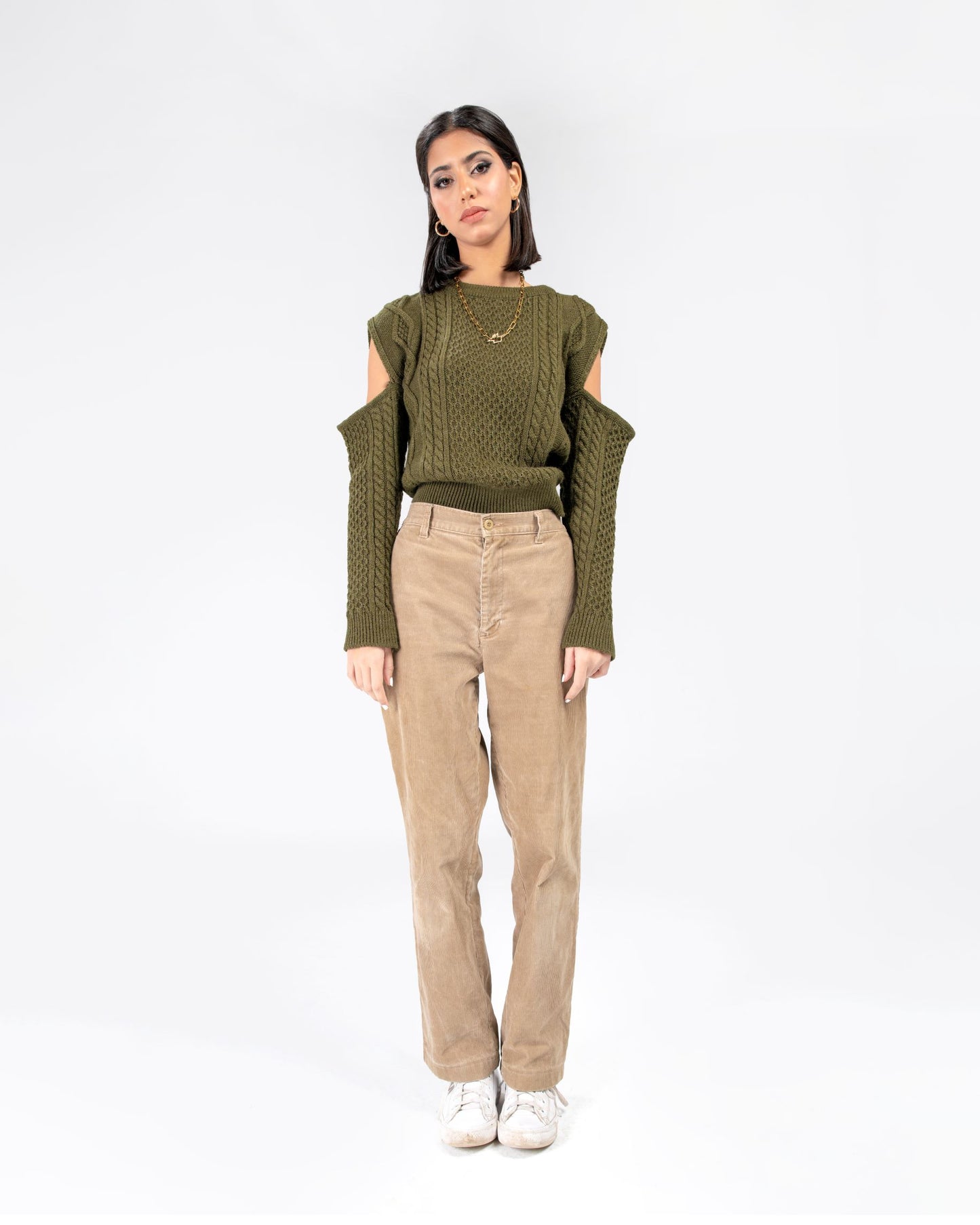 Olive Cutout Sweater