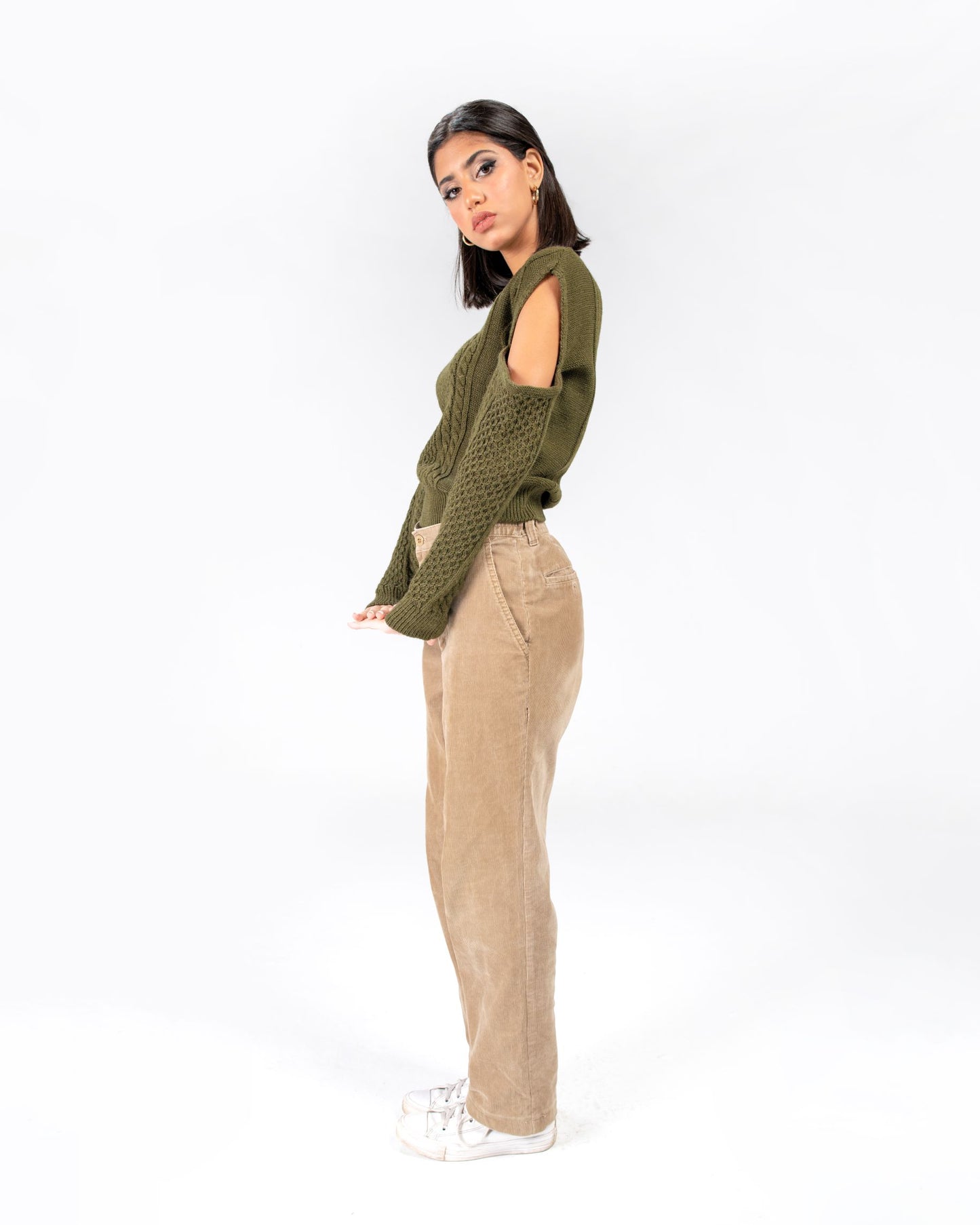 Olive Cutout Sweater