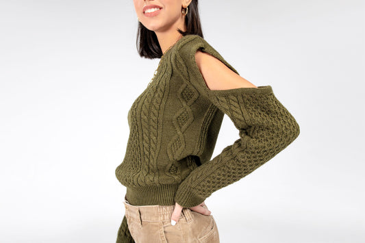Olive Cutout Sweater