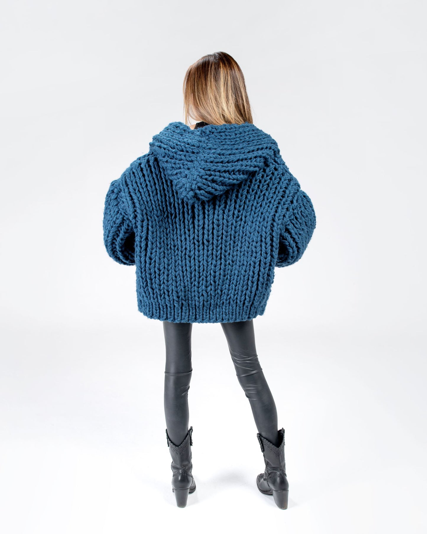 Blue Handmade Knitted Bomber