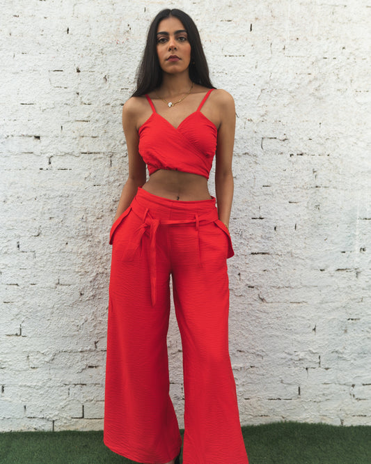 Red Wide Leg Pants