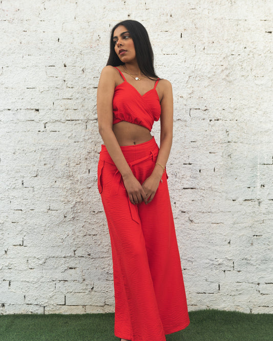 Red Wide Leg Pants